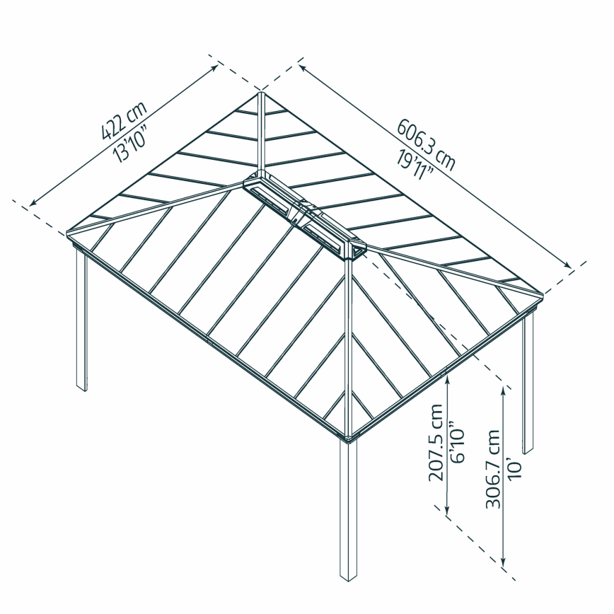 Pavillon, Dallas 4,2 x 6 m, antracitgrå